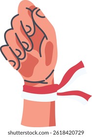 Hands Holding Indonesian Flag Illustration. National Independence Day Indonesia Celebration. Isolated Vector Graphic