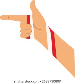 Hands Holding Indonesian Flag Isolated on White Background. Flat Vector Illustration.