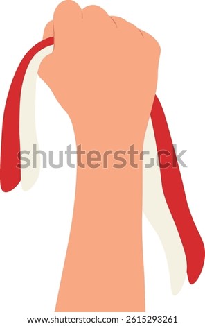 Hands Holding the Indonesian Flag on White Background. Vector Illustration
