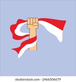 manos sosteniendo la bandera indonesia. Diseño de Ilustración vectorial perfecto para el día de la independencia. Eps 10