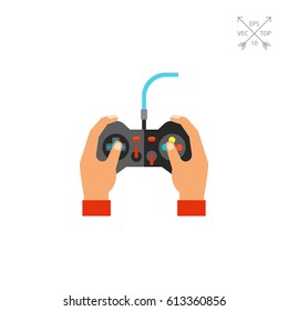 Hands holding joy stick icon