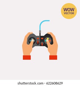 Hands holding joy stick icon