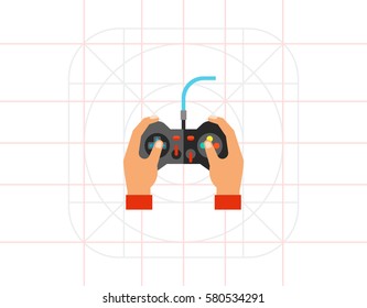 Hands holding joystick