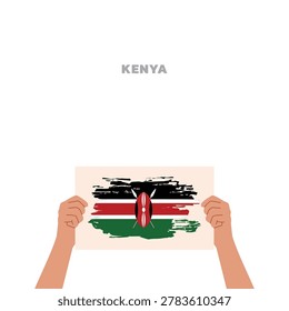 hands holding kenya flag illustration