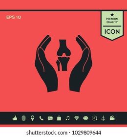 Hands holding knee-joint - protection icon
