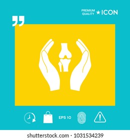 Hands holding knee-joint - protection icon