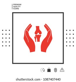 Hands holding knee-joint - protection icon
