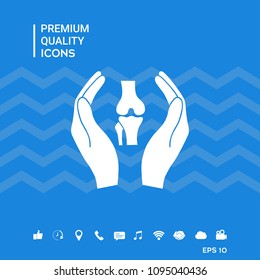 Hands holding knee-joint - protection icon
