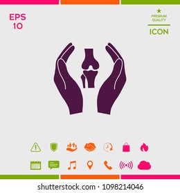 Hands holding knee-joint - protection icon