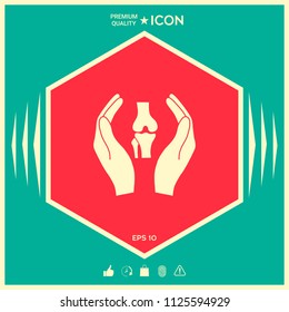 Hands holding knee-joint - protection icon