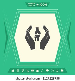 Hands holding knee-joint - protection icon