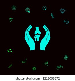 Hands holding knee-joint - protection icon
