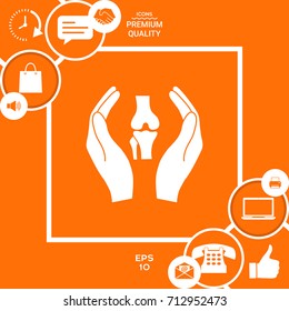 Hands holding knee-joint - protection icon