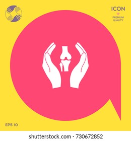 Hands holding knee-joint - protection icon