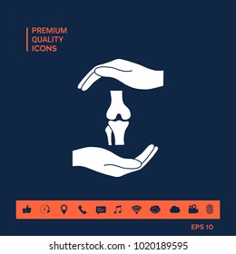 Hands holding knee-joint - protection symbol