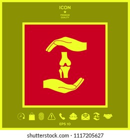 Hands holding knee-joint - protection symbol