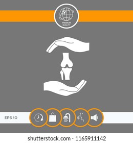 Hands holding knee-joint - protection symbol
