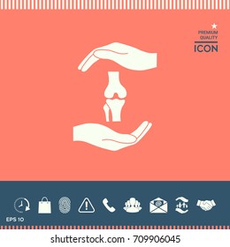 Hands holding knee-joint - protection symbol