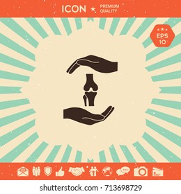 Hands holding knee-joint - protection symbol