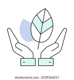 Mãos Segurando Folhas Representando Responsabilidade e Sustentabilidade. Práticas éticas e responsabilidade ambiental