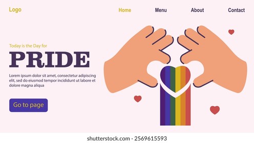 Hands holding LGBT heart pride banner. LGBT elements pride month illustration