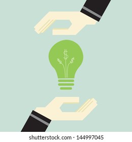 Hands holding light bulb