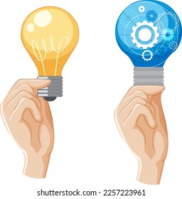 Ilustración de diseño de iconos de la bombilla de mano