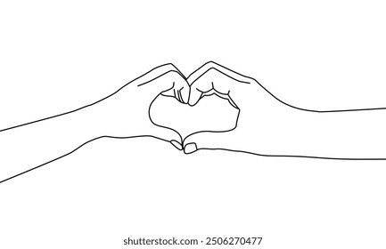 Hands Holding Line Art Drawing. Couple Hands One Line Print Minimal Art Drawing. Love Print Trendy Minimalist Illustration. Vector EPS 10	