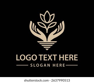 Hands Holding Lotus Flower Logo  Wellness Spa and
 Nature