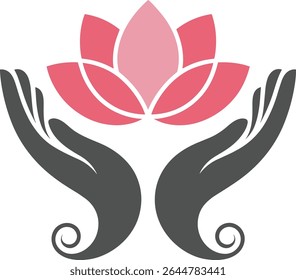 Mãos Segurando uma Flor de Lótus, Símbolo de Bem-Estar e Serenidade