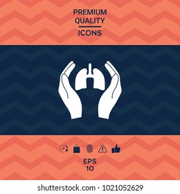 Hands holding lungs - protection icon