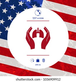 Hands holding lungs - protection icon