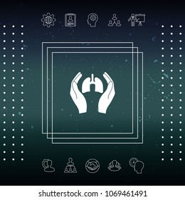 Hands holding lungs - protection icon