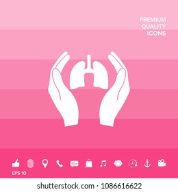 Hands holding lungs - protection icon