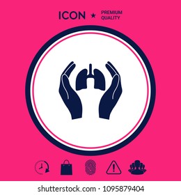 Hands holding lungs - protection icon
