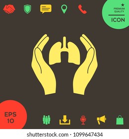 Hands holding lungs - protection icon
