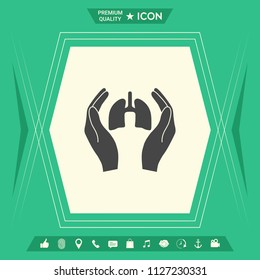 Hands holding lungs - protection icon