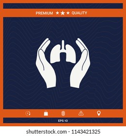 Hands holding lungs - protection icon