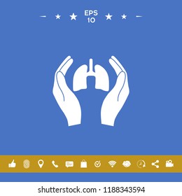 Hands holding lungs - protection icon