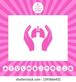 Hands holding lungs - protection icon. Graphic elements for your design