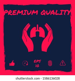 Hands holding lungs - protection icon. Graphic elements for your design