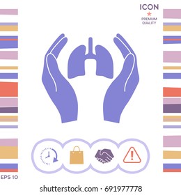 Hands holding lungs - protection icon