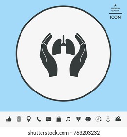 Hands holding lungs - protection icon