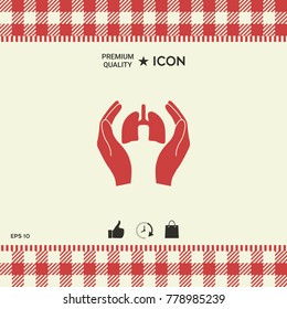 Hands holding lungs - protection icon