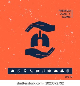 Hands holding lungs - protection symbol