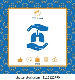 Hands holding lungs - protection symbol