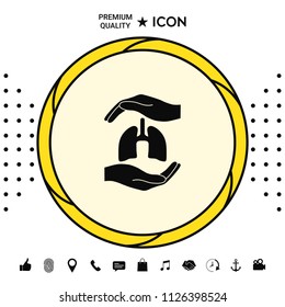 Hands holding lungs - protection symbol