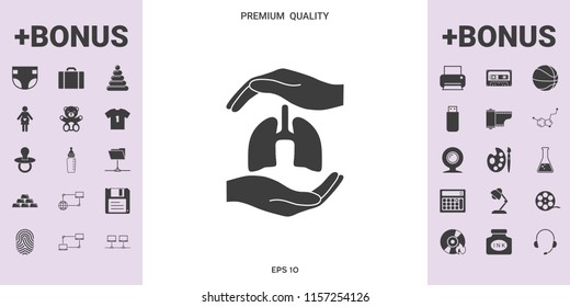 Hands holding lungs - protection symbol - graphic elements for your design