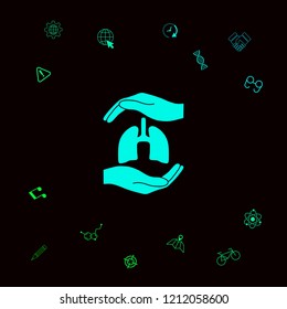 Hands holding lungs - protection symbol