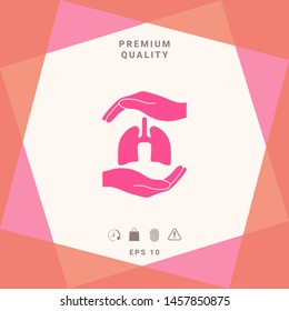 Hands holding lungs - protection symbol. Graphic elements for your design